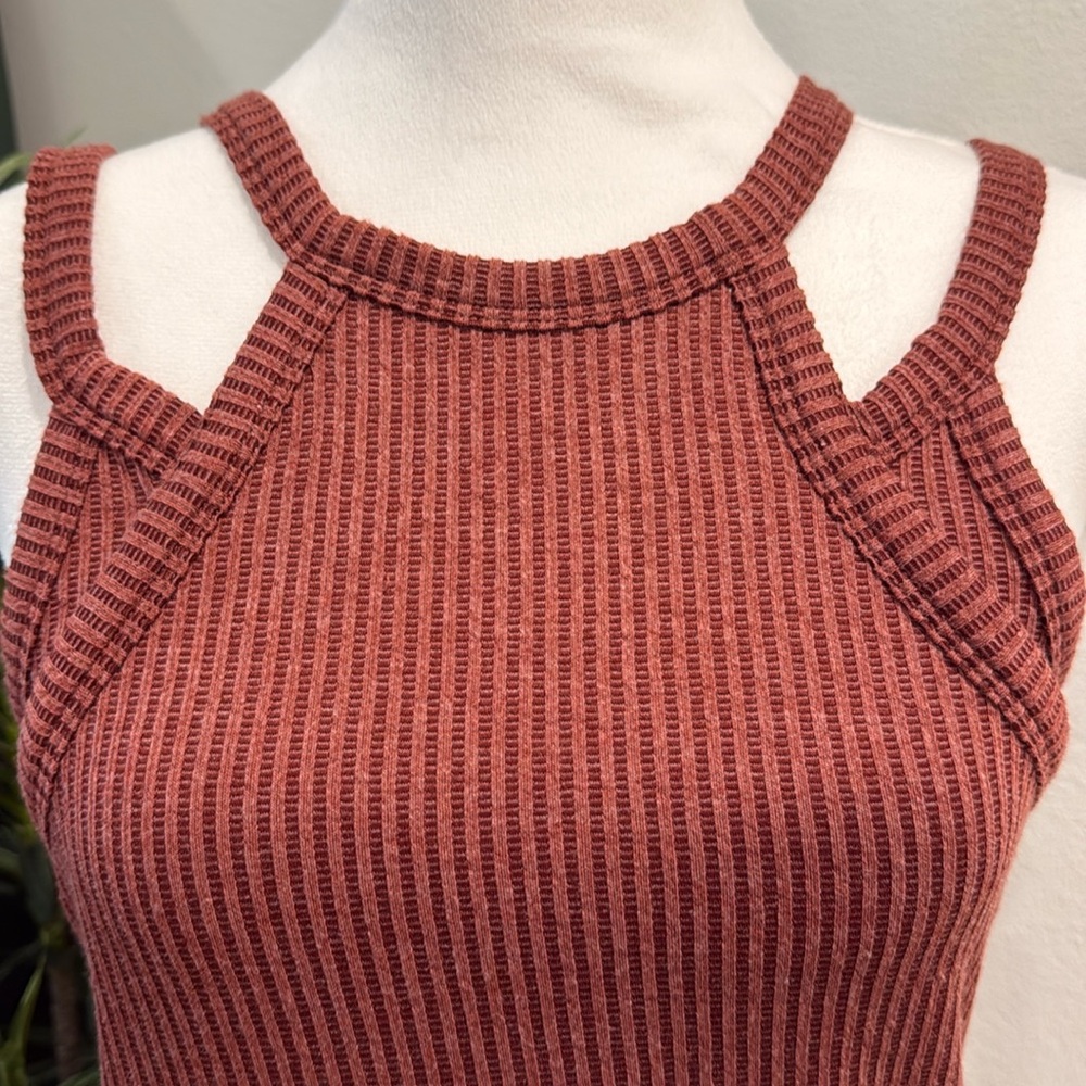 Gilded Intent Rust Ribbed Top Sleeveless Tank Double Straps M - Picture 4 of 13